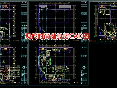 现代时尚健身房室内 施工图