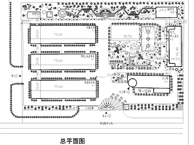 工业园区车间厂房库房办公宿舍餐厅景观规划总平面图 施工图 规划平面图