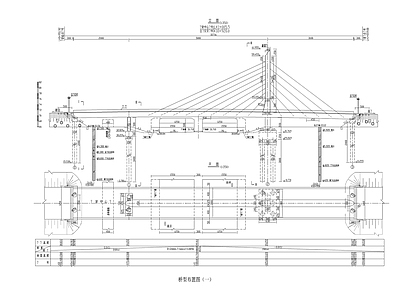 独塔扇形单索面预应力砼斜拉桥详图 施工图 交通道路