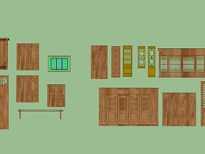 中式古建古门窗