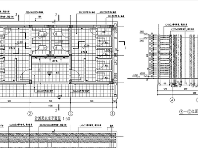 沙滩更衣室建筑 施工图 公共建筑