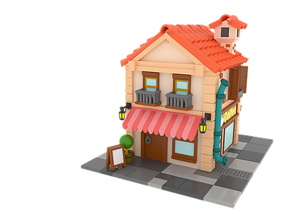 现代卡通咖啡店建筑