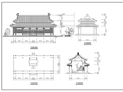 寺庙天王殿平立剖 施工图