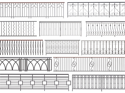 现代铁艺栏杆 围栏 护栏 扶手 金属