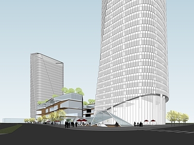 现代商业裙楼 多层商业街区裙房 带商业综合体