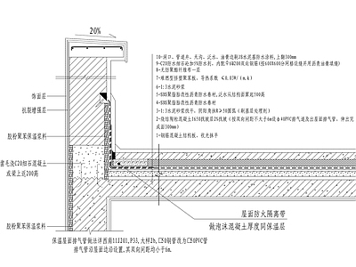 女儿墙外保温及倒置式屋面保温节点 施工图 建筑通用节点 建筑工程节点