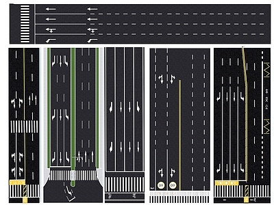 现代市政道路 马路 公路 道路标识 道路划线 斑马线 车道引导线