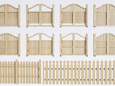 现代庭院门 栅栏门 庭院木门 篱笆 木格栅