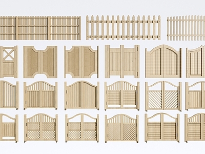现代庭院门 栅栏 木 篱笆 木格栅