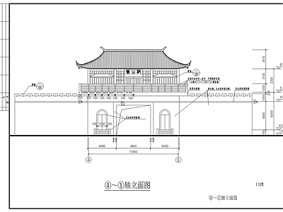 两层山门建筑图 施工图