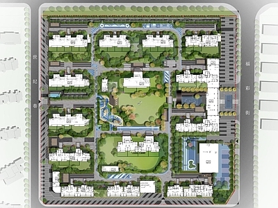 现代风格 铂悦府大区景观 施工图 彩平图 居住区景观