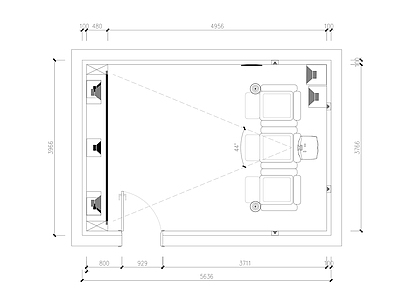 现代家居影院施工布线图纸 平面图