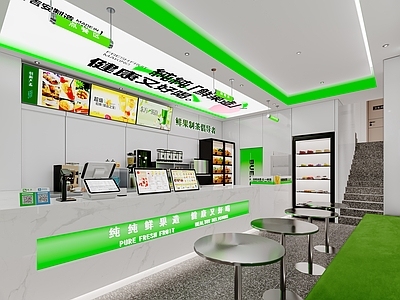 现代奶茶店 单层 收银