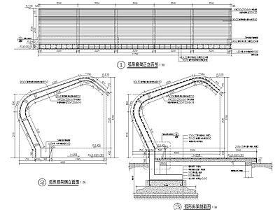 弧形廊架观景平台详图 施工图