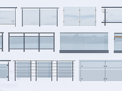 现代玻璃栏杆 围栏 护栏 扶手 阳台