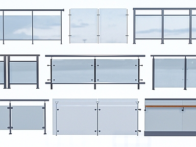 现代玻璃栏杆 围栏 护栏 扶手 阳台