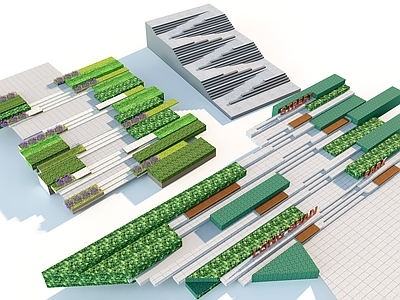 现代公园景观 高差景观 台阶景观 山地公园 高差台阶