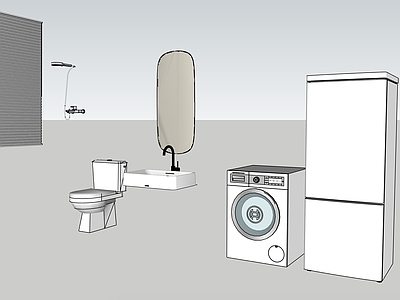 家用电器组合 花洒 洗衣机 冰箱 百叶窗帘 马桶