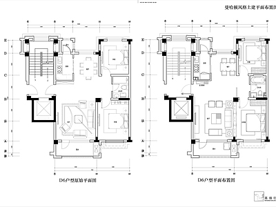 欧式风格样板 施工图 平层