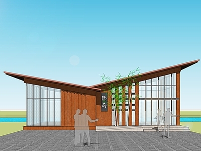 新中式餐饮建筑 茶馆 茶室