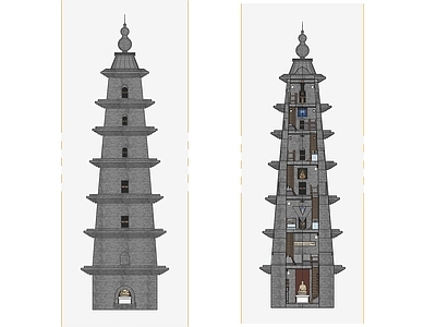 中式古庙佛塔 石塔 古 佛塔 寺庙 佛像