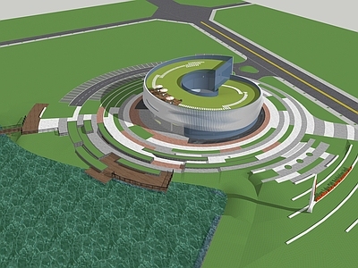 现代展览馆 博物馆 滨水景观建筑