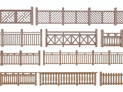 中式栏杆 木 篱笆 木栅栏 木护栏 木围栏 围栏