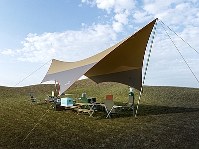 现代露营帐篷 天幕 露营器材 烧烤架 户外桌椅 露营桌椅