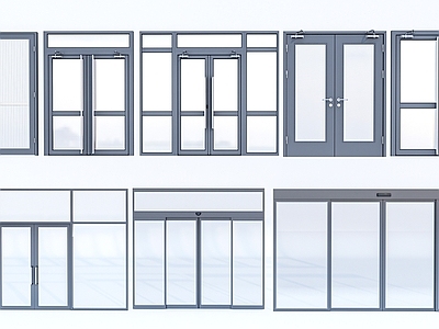 现代门组合 玻璃大门 感应玻璃门 玻璃推拉门 玻璃入口大门