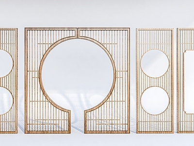 新中式格栅隔断 镂空 木质