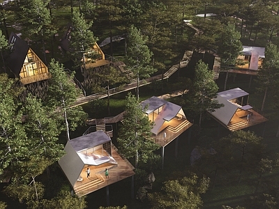 现代森林木屋 木屋民宿 地别墅 度假村 民宿 旅游区 度假区 顶酒店