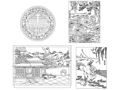 中式雕花图案 图库