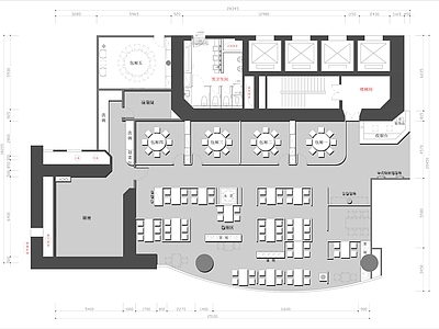 400平面中式餐厅平面布置图 施工图