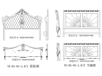 欧式家具立面图库 施工图