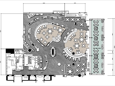 900㎡异形餐厅平面布置图 施工图