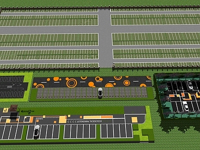 现代停车场 公园广场商场商城公共空间小区生态户外露天 户外