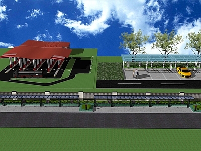 现代停车场 公园广场商场商城公共空间小区生态户外露天 户外