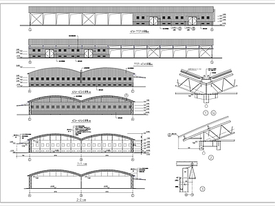 彩钢板及钢架结构厂房建筑设计 施工图 工业建筑