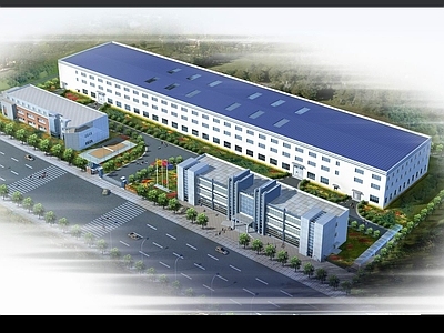 厂房办公楼建筑 效果图 施工图