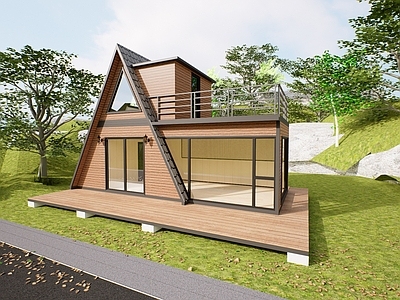 现代三角屋木屋建筑