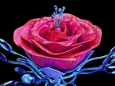 现代科幻玫瑰 外星玫瑰 rose 玫瑰花 花 梦幻玫瑰 奇幻 游戏场景