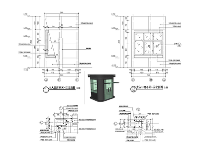 现代岗亭建筑 施工图