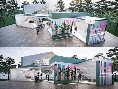 现代集装箱建筑 商业建筑 餐厅展厅