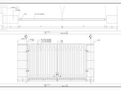 消防大门铁艺大门景观 施工图