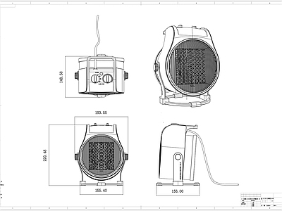 工业取暖器线稿图设计 施工图