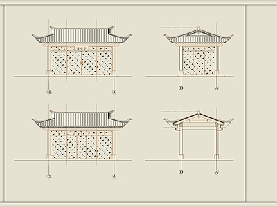 中式 景观亭 凉亭 廊 施工图