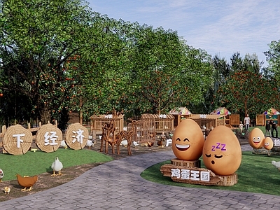 现代鸡蛋公园景观 鸡舍研学 林下养鸡 劳动研学活动基地 鸡窝 林下养殖