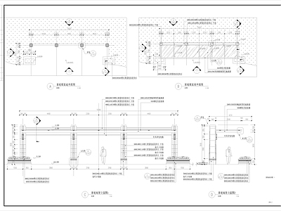 单臂混凝土浇筑景观廊架景观 施工图