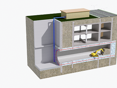 现代道路剖面 沉管下沉隧道