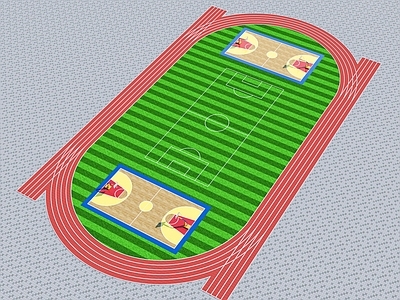 现代操场 足球场 塑胶跑道 草坪